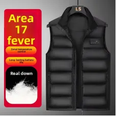 TENGOO 17 Zones Heated Vest USB Charging Winter Warm Down Sleeveless Jacket Outdoor Thermal Clothing Top for Men Women