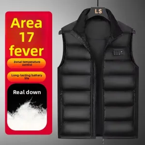 TENGOO 17 Zones Heated Vest USB Charging Winter Warm Down Sleeveless Jacket Outdoor Thermal Clothing Top for Men Women