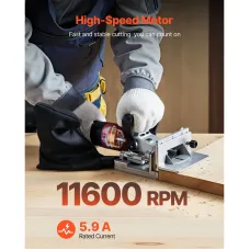 M1K-ZK5-100 Electric Biscuit Plate Joiner Plate Cutter Tool 11,600 RPM Motor Six Depth Settings Adjustable Angles Carbide Blade Dust Collection System for Accurate Wood Joints