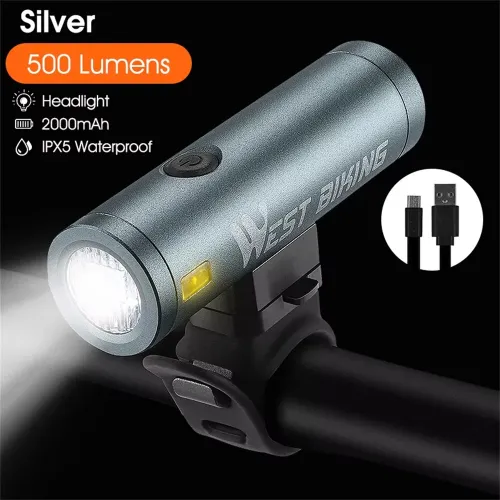 WESBIKING 500LM 85 Floodlight Bicycle Front Light 5000mAh USB Rechargeable 200m Long-range Cycling Headlight Aluminium Alloy Bike Lamp
