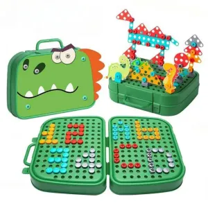230pcs Dinosaur Simulation Suitcase Screws Educational Toys Assembled Electric Drill DIY Repair Disassembly Toolbox Boys Girls Play House