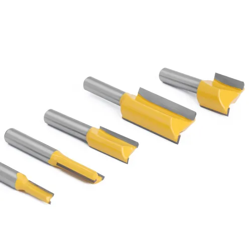 LAVIE 5pcs set 8mm Shank Straight Bit Tungsten Carbide Double Flute Router Bits Milling Cutter for Wood Woodwork Tool C08002T5A