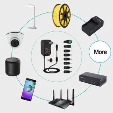 Universal Power Supply 30W AC to DC Adapter 3V-12V 2A with 5V 2.1A USB Port 8 DC Plugs EU/US Plug for LED Strip CCTV Router TV Box