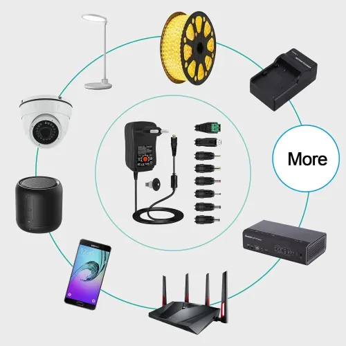 Universal Power Supply 30W AC to DC Adapter 3V-12V 2A with 5V 2.1A USB Port 8 DC Plugs EU/US Plug for LED Strip CCTV Router TV Box
