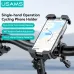 USAMS ZJ082 2-in-1 Full Coverage Cycling Phone Holder Shockproof Reinforced Clamp Stand 360 Rotation Single Hand Operation Fits for 4.7-7.2 Inch Phones Universal Bike Motorcycle Mount