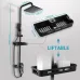 BVSOIVIA 3 IN 1 Bathroom Shower Faucet Rainfall Shower Set Matte Black Wall Mount Bathtub Shower Mixer Tap Shower System with Shelf
