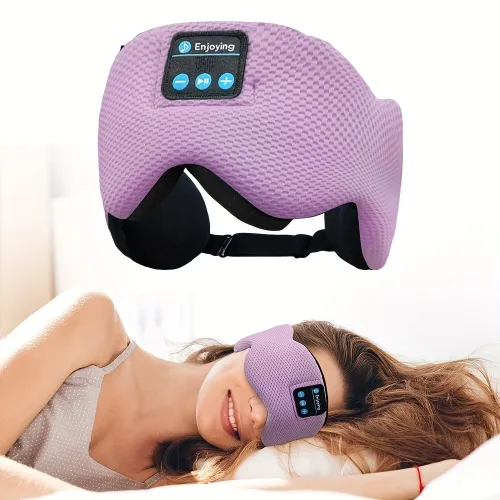 KALOASoft Cotton Bluetooth V5.3 HiFi Music Sleeping Eye Mask Type-USB Charging Headband Shade Eye Mask for Travel Night Sleeping