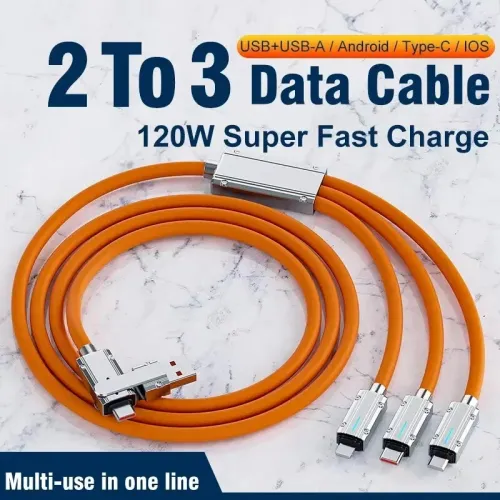 120W USB-A/USB-C to USB-C/iP/Micro USB Cable Fast Charging Data Transmission Thickened Tinned Copper Core Line 1.2M Long for iPhone 16 16 Pro 15 14 13 Pro Max for Huawei Mate 70 Pro for Xiaomi 15pro