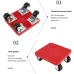 Furniture Lifter Mover Set with Universal Wheel Heavy Duty 400kg Capacity Red Compact Roller Bar Hand Tools for Easy Efficient Moving