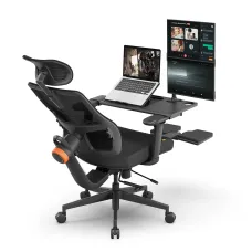 Newtral MagicH-BP Ergonomic Chair with Footrest - Home Office Desk Chair with Auto-Following Lumbar Support, 4D Armrest, Seat Depth & Height Adjustable, 96-136 Reclines