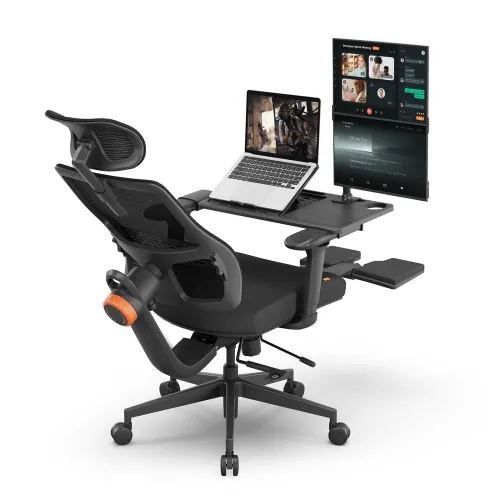 Newtral MagicH-BP Ergonomic Chair with Footrest - Home Office Desk Chair with Auto-Following Lumbar Support, 4D Armrest, Seat Depth & Height Adjustable, 96-136 Reclines