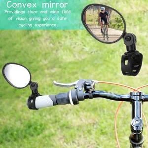 2pcs Bike Mirrors 360 Degree Adjustable Rotatable Handlebar Mirror Wide Angle BicycleRear View Mirror For Mountain Road Bike