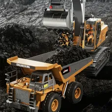 ZMX Z6834YG RTR 1/18 2.4G 8CH Alloy RC Car Simulation Mining Dump Truck LED Light Sound Engineering Vehicles Desktop Toys Models Collection Gift For Boys