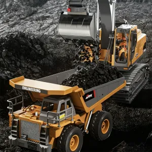 ZMX Z6834YG RTR 1/18 2.4G 8CH Alloy RC Car Simulation Mining Dump Truck LED Light Sound Engineering Vehicles Desktop Toys Models Collection Gift For Boys