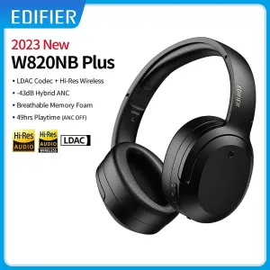Edifier W820NB Plus ANC Headset bluetooth Headphone Active Noise Cancelling Dual Hi-Res Audio LADC Codec Low Latency Headphones with Mic