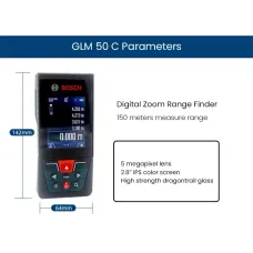 GLM150 C Laser Rangefinder 150 Meter Range Bluetooth Enabled Measuring Master APP IP54 2.8" IPS Screen with Zoom Function
