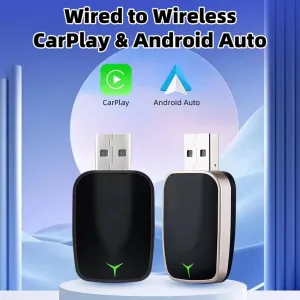Mini 2 in 1 Wired to Wireless CarPlay Android Auto Adapter Plug & Play 5GHz WiFi Fast Connection Convert the Original car with Carplay cable to Wireless