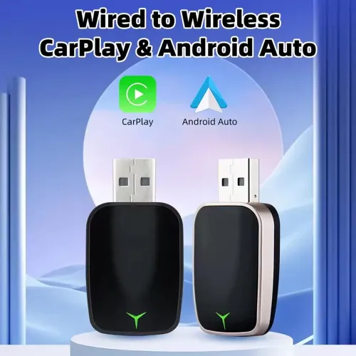 Mini 2 in 1 Wired to Wireless CarPlay Android Auto Adapter Plug & Play 5GHz WiFi Fast Connection Convert the Original car with Carplay cable to Wireless