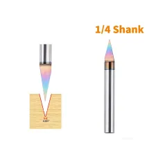 1/4 Inch Shank V Shape Tungsten Steel CNC Router Bit 15.9mm Cutting Depth HRC93 Hardness Engraving Woodworking Tool