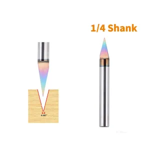 1/4 Inch Shank V Shape Tungsten Steel CNC Router Bit 15.9mm Cutting Depth HRC93 Hardness Engraving Woodworking Tool