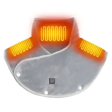 TENGOO 3-Zone Heated Scarf Neck and Shoulder Heated Pad Soft Fabric Rapid Heat 3 Adjustable Temperature Electric Heated Shawl