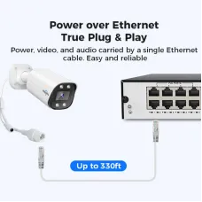 Hiseeu HB488-P 8MP 4K PoE IP Security Camera CCTV Video Surveillance Cam HD Color Night Vision Two-Way Audio IP67 Waterproof for Home Safety