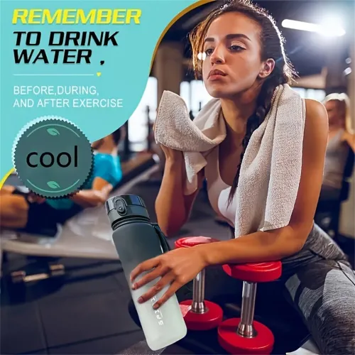 IPRee 1L Large Capacity Sports Water Bottle Leak Proof Colorful Plastic Cup Drinking Outdoor Travel Portable Gym Fitness Jugs