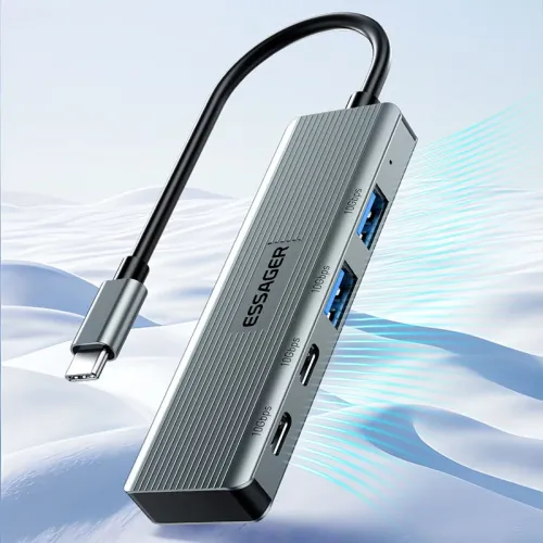 Essager 4 in 1 Type C to USB Hub 4 Ports USB3.2 Gen 2 Portable High Speed Splitter Adapter For Macbook Pro Computer Accessories