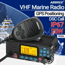 ABBREE AR-509MG VHF Marine Radio Fixed Mount 25W with GPS Waterproof IP67 DCS Call USA/INT/CAN Marine Radio Channels for Fishing