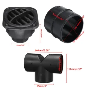 42mm Ducting Warm Air Duct Vent Outlet Directional 4 holes For Air Diesel Heater Car Truck