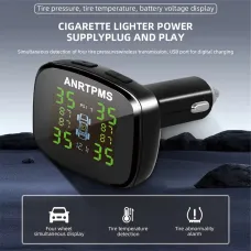 Wireless TPMS Tire Pressure Monitor 4 Wheels USB C Output Real Time Temperature Monitoring Safety System Car Accessories 433MHz Adjustable Alarm Thresholds