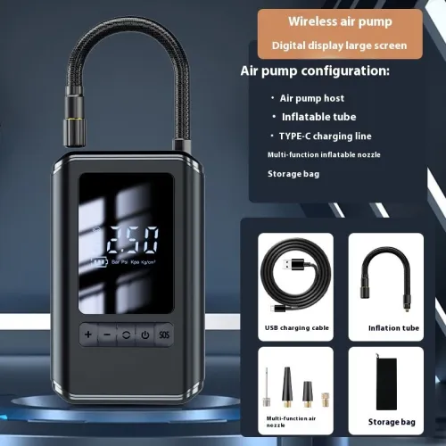 150PSI Portable Air Compressor for Car Tires with Automatic Shut off Digital Pressure Gauge Emergency LED Light Cordless Automotive Pump