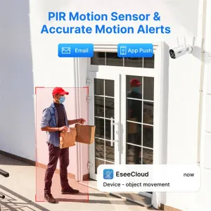 Hiseeu 8WK-4C40 4MP 1440P Wireless CCTV Security Camera System Kits Solar Powered Camera Spotlight Color Night Vision Motion Detection Two-way Audio IP66 Waterproof Outdoors Surveillance Cameras Work with Alexa