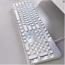 EWEADN TK100 Punk Typewriter Wired Mechanical Gaming Keyboard 104 Keys RGB Light Ergonomics USB E-sports Gamer Keyboards for PC Laptop Computer Plug and Play