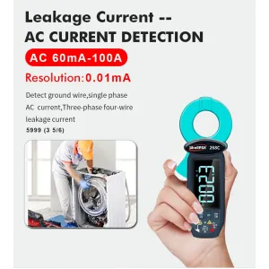 WinAPEX 268C Leakge Current Tester Clamp Meter AC 60mA-100A 0.01mA Resolution High Precision Leakage Type-C Rechargeable Digital Multimeter Electrical Tester Backlit LCD Display