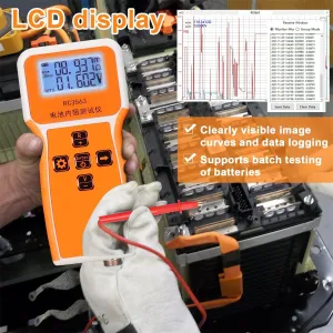 RC3563 200 100V Handheld Portable Battery Internal Resistance Voltage Tester 3-digit Display Battery Tester High-precise True Four-wire AC Lithium Lead-acid Lithium Battery Detector