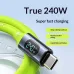 PD240W Type-C to Type-C Digital Display Silicone Cable PD Fast Charging Data Transmission Tinned Copper Core Line 1.5M Long for iPhone 17 17Pro 16 15 Pro Max for Samsung Galaxy Z Fold 7 for Xiaomi 17pro for OPPO for VIVO