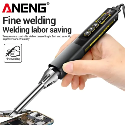 ANENG SL108 Electric Soldering Iron 96W PD QC Adjustable Temperature 100C-450C OLED Display Portable Fast Heat Soldering Iron Tools