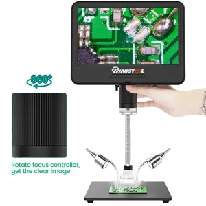 AD210 10" Digital Microscope 5X-260X Magnification Adjustable LCD for PCB/SMD 1080P Soldering Microscopio