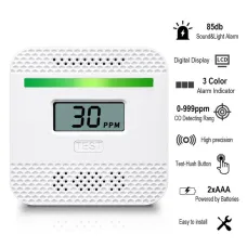 EcoSafe Compact Carbon Monoxide Sensor Lightweight Portable Safety Alert Device Digital Reading Travel Essential for Home Kitchen RV Car Hotel