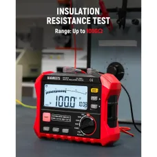 EU US Direct KAIWEETS KE1000 Insulation Resistance Tester 3M to 100G 750V AC 1000V DC Multimeter with DAR PI Auto Calculation for Industrial Testing