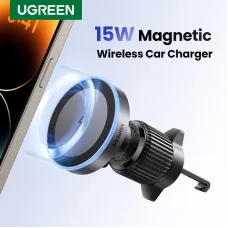 UGREEN Magnetic Car Phone Holder Wireless Charger Stand for Magsafe Car Charger LED Light for iPhone 16 15 14 Pro Max Charging