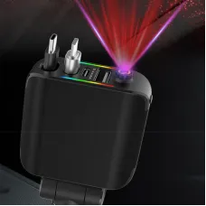 4-in-1 120W Roof Starlight Car Charger Adapter USB-A+USB-C+Type-C Retractable Cable+iP Converter Fast Charging CigaretteLighter USB Power Adapter for iPhone 16 16 Pro 15 14 13 Pro Max for HUAWEI Pura 80 Ultra for XIAOMI for SAMSUNG for OPPO