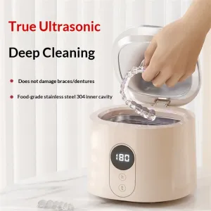 Tevorex Ultrasonic Cleaner with UV Sterilization 48kHz High Frequency Vibration, 270ml Stainless Steel Tank, Compact Dental & Jewelry Cleaning Device