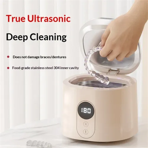 Tevorex Ultrasonic Cleaner with UV Sterilization 48kHz High Frequency Vibration, 270ml Stainless Steel Tank, Compact Dental & Jewelry Cleaning Device