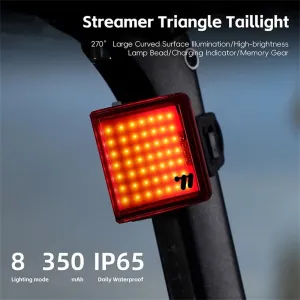 WESBIKING 270 Curved Bicycle Taillights 8 Lighting Modes IP65 Waterproof Type-Charging Warning Bike Rear Light for Night Riding Safety