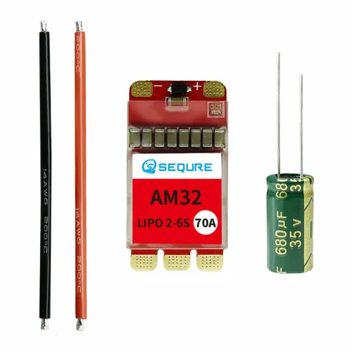 SEQURE 2670 Brushless ESC 2-6S Lipo Powered 70A Firmware AM32 Supports 128KHz PWM Frequency Suitable For FPV Racing Drone Multi-Axis Drones Fixed-Wing UAV Model Boats Climbing Vehicles RC Car Parts
