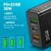 PD30W 3-Port USB PD Charger 2USB-A+USB-C PD QC3.0 Fast Charging Wall Charger Adapter EU Plug US Plug for iPhone 16 16 Pro 15 14 Plus 13 12 for Xiaomi 15 pro for Huawei Mate XT for Samsung Galaxy Z Flip6