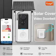 Tuya WiFi 1080P Video Doorbell Camera with Solar Cover 2-way Audio Intercom Video Motion Detect Waterproof Outdoor Wireless Doorbell
