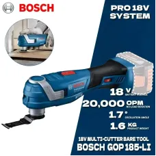 GOP 185-LI Cordless Oscillating Multi-Tool 18V Brushless Motor Quick Accessory Change Low Vibration Precision Cutting